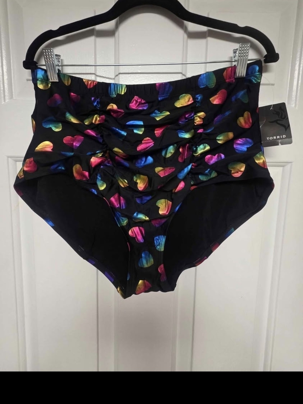 torrid Black High-Waist Shorts with Multicolor Metallic Heart Print
